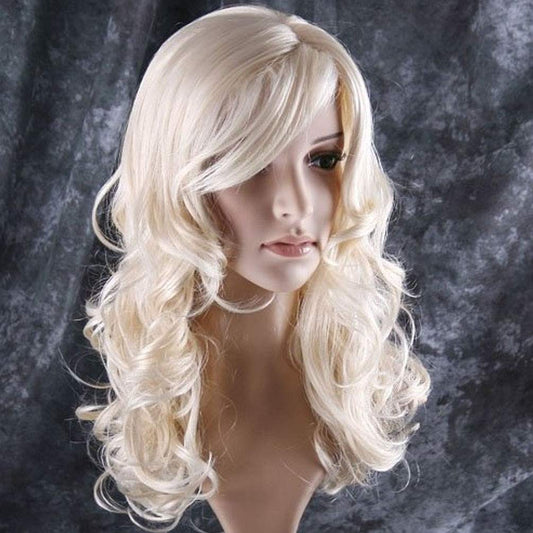 BERON 24" Stylish Long Curly Blonde Hair Wig BERON Blonde wig Long Blonde Wig Perfect for Party,Halloween and Christmas(Blonde)