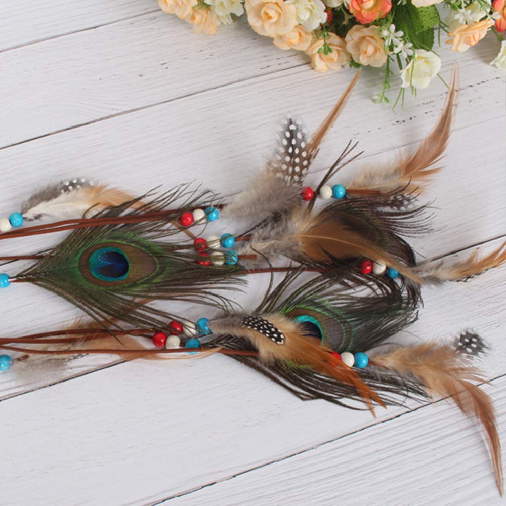 Feather Headband Hippie Indian Boho Hair Bands Tassel Bohemian Halloween Hair Hoop Women Crown Hairband Party Decoration Headdress Cosplay Costume Handmade Headpiece Hair Accessories Dreamcatcher