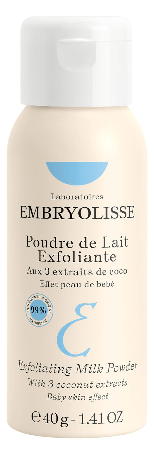 Embryolisse Exfoliating Face Scrub Powder - Facial Cleanser that Exfoliates, Tones and Softens the Skin - With Coconut & Milk Powder - for All Skin Types, Even Sensitive, 1.41 Oz