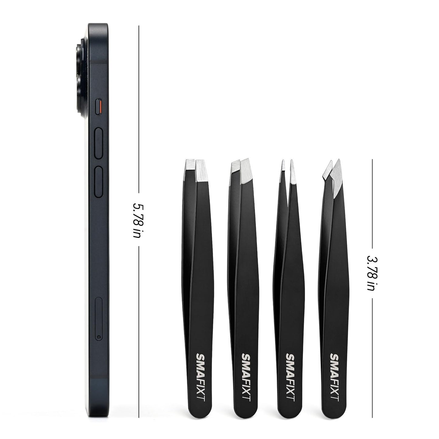Smafixt Tweezers Set for Women and Men, Professional Stainless Steel Eyebrow Tweezers for Facial Hair and Ingrown Hair Removal