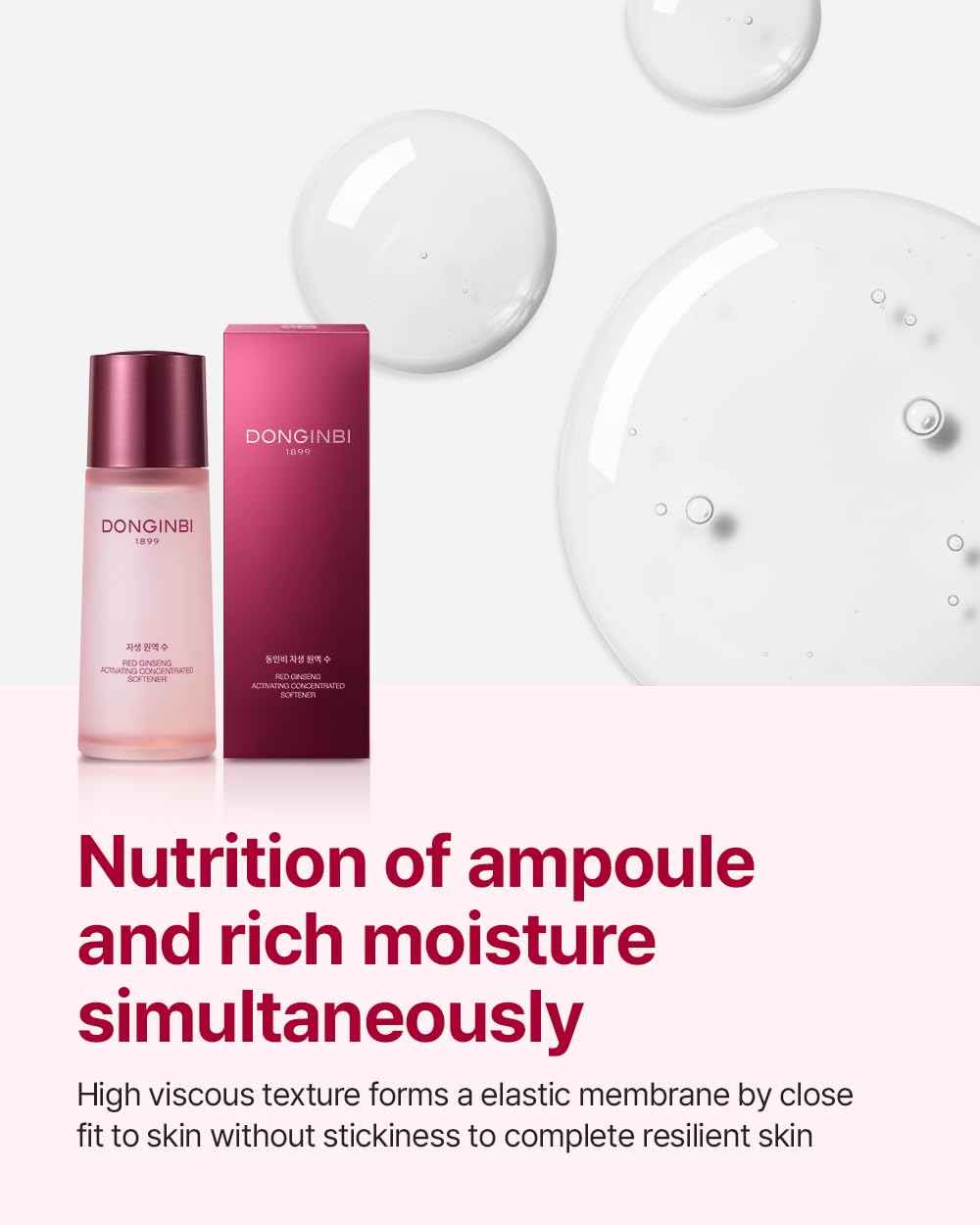 Donginbi Red Ginseng Activating Concentrated Softner - Vegan Firming & Skin Barrier Repair Toner for Face, Korean Ginseng Skin Care Gifts for Women, 2.36 floz