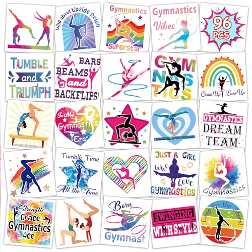 Konsait 96PCS Gymnastics Temporary Tattoos Party Favors