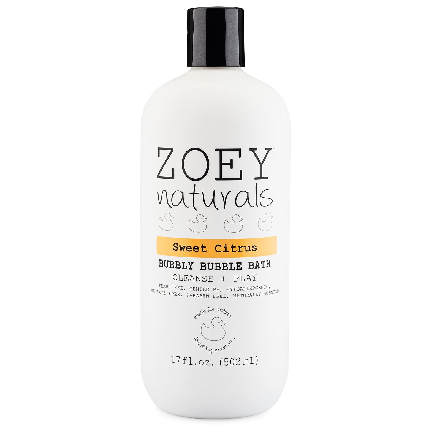 Absolutely Natural Zoey Naturals - Sweet Citrus Bubbly Bath for Kids & Babies - Organic Tear-Free, Non-Toxic Toddler Soap with Moisturizing Aloe & Avocado Oil - Made in USA, 17 oz