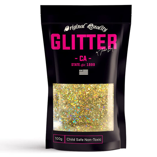 GOLD Holographic | 50g / 1.75oz DIAMOND Shaped Glitter | 1/24" - 0.040" - 1mm | Non-Toxic | Great for Arts, Crafts, Slime, Epoxy, Resin, Nail Polish | Decoration | Festival | Body, Hair Glitter