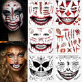 Halloween Temporary Tattoos - 6 Sheets Scary Face & Zombie Scars
