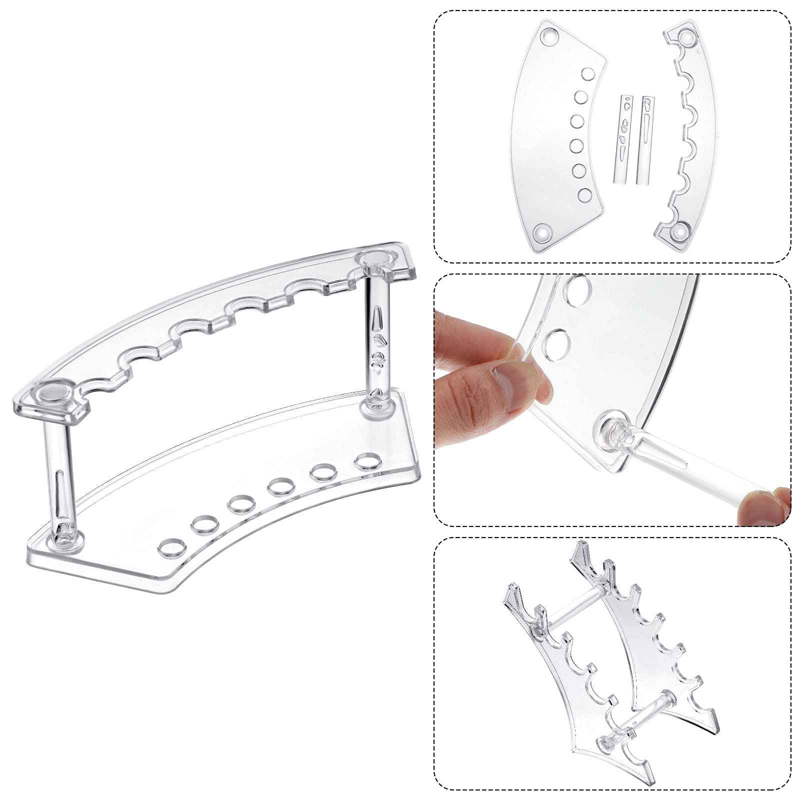 Teling 4 Pieces Pen Display Stand Acrylic pen Holder Clear Pen Stand Rack Organizer Nail Brush Holder Stand for Make Up Brush