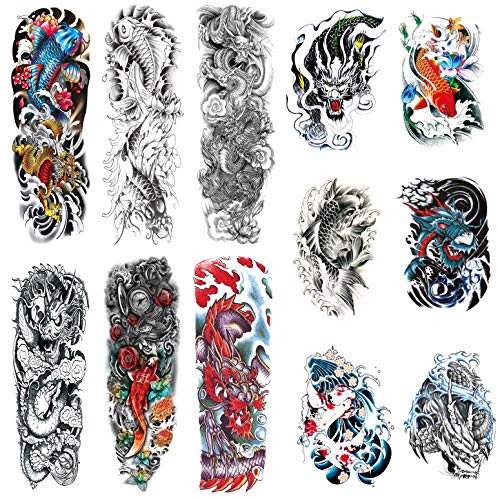 Dragon Fish Temporary Tattoo Sleeves for Men & Women