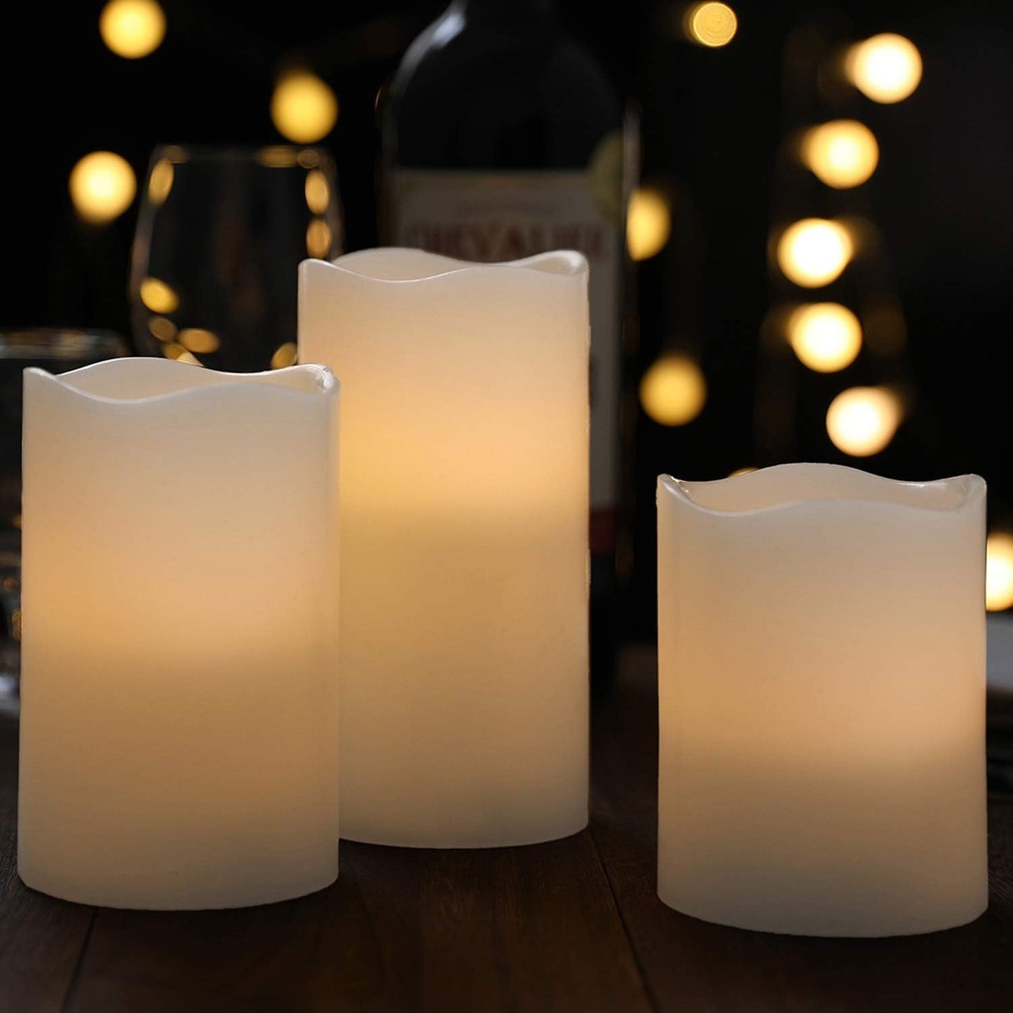 TEECOO Flameless Candles Battery Operated: Candles 4" 5" 6" H (3.15" D) Set of 6 Ivory Real Wax Pillar LED Candles with 10-Key Remote and Cycling 24 Hours Timer -（Beautiful Decoration for Party