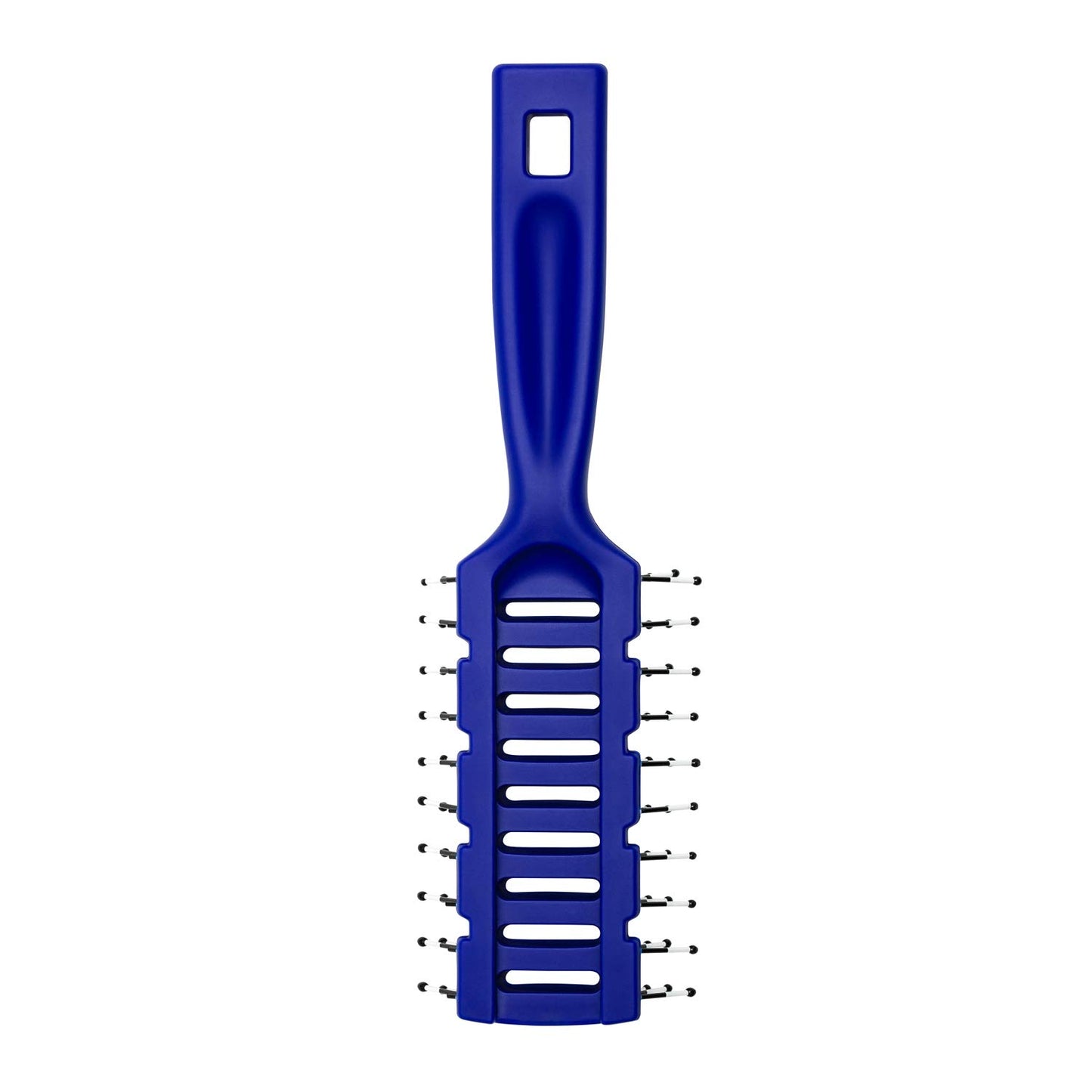 Johnny B Professional Vented Hair Brush for Blow Drying & Detangling, Ball-Tipped Small Bristles, Grooved Handle (Blue)