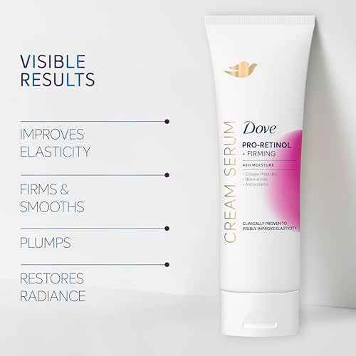 Dove Cream Serum Pro-Retinol + Firming for Elasticity and Firmness, with Collagen Peptides, Niacinamide and Antioxidants Lotion, 8 oz