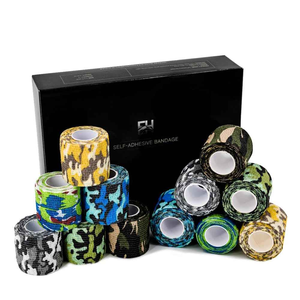 EH Tattoo Grip Tape 12Pcs Self-Adhesive Bandage Cohesive Elastic Wrap for Tattoo Pen Machine Accessories