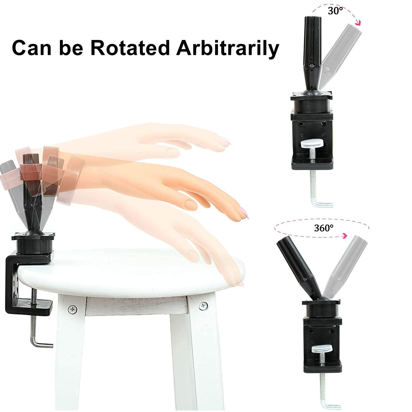 Wig Head Stands Mannequin Head Stand Cosmetology Manikin Training Head Stand Holding Holder Clamp Stands Black C-Clamp Holder Practice Hand Stand Adjustable Rotary Desk Table Clamp Holder (1 PCS)