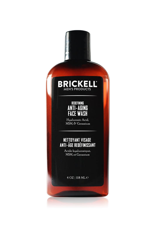 Brickell Men's Redefining Anti-Aging Face Wash For Men, Natural and Organic, Foaming Gel Face Wash Firms & Plumps Skin to Reduce Signs of Aging (Scented, 4 oz)