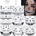 8Pcs Gothic Halloween Temporary Tattoos - Witch Zombie