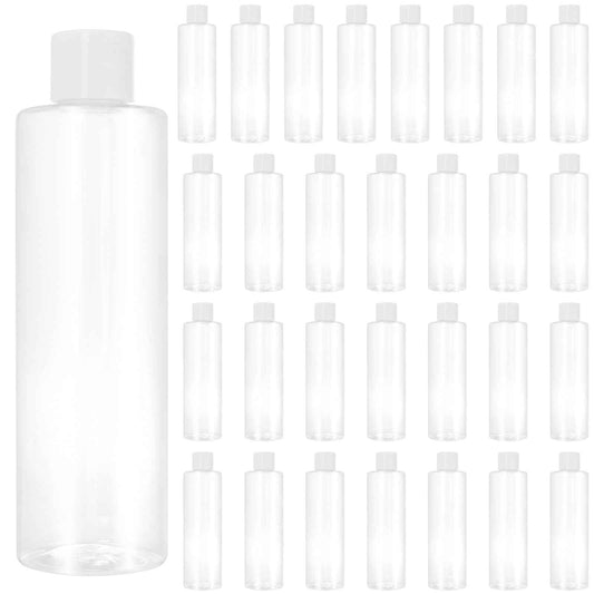 ZEONHAK 30 Pack 8oz / 250ml Clear Plastic Empty Bottles, Plastic Travel Bottle with Flip Cap, Portable Refillable Containers for Shampoo, Lotion, Liquid Body Soap, Cream, Toner and Other Liquids