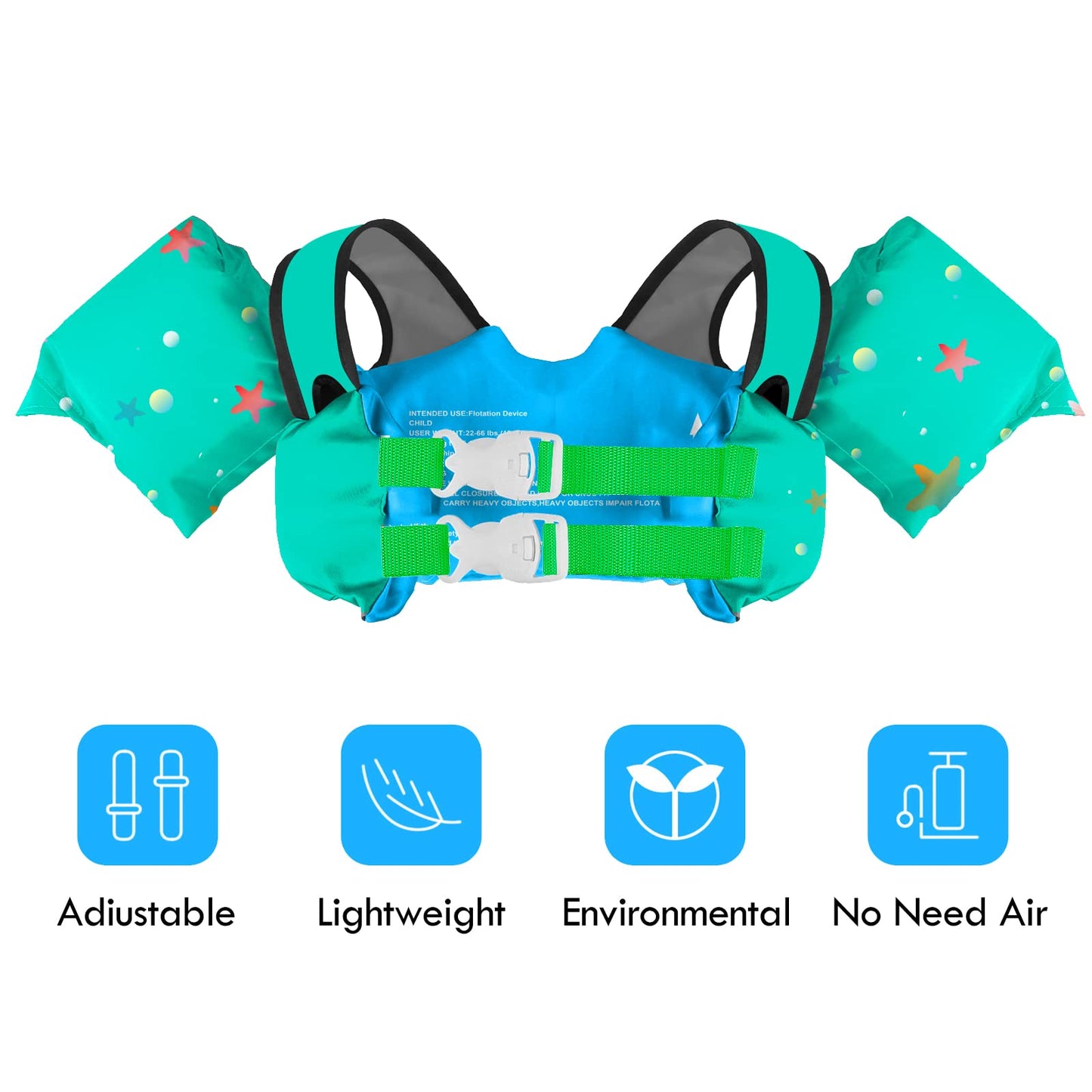 Chriffer Kids Swim Vest Life Jacket for 22-66 Pounds Boys and Girls, Toddler Floaties with Shoulder Harness Arm Wings for 2 3 4 5 6 7 Years Old Baby Children Sea Beach Pool