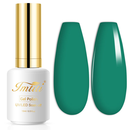 Imtiti Gel Nail Polish, 1 Pcs 15ml Forest Green Color Gel Polish Soak Off Nail Art Manicure Salon DIY Nail Lamp Gel Nail Fall Christmas Decoration at Home Gift for Women, 0.5 Fluid Ounces