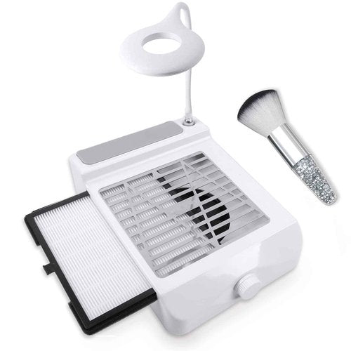 BQAN Nail Dust Collector for Nails Salon, 60w Extractor Vacuum Dust Collector Powerful Nail Fan, with 1pcs Nail dust Brush, Hand Cushion, and Lamp