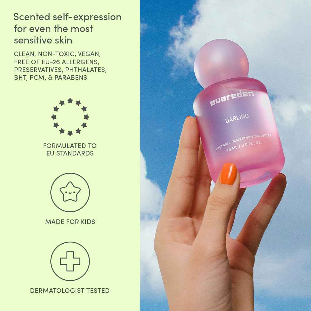 Evereden Fragrance Hair and Body Mist - Darling: Clean and Vegan Collectible Hair and Body Spray for Teen Girls - Amplify Your Self Expression with Iconic Scents in Aesthetic Bottles
