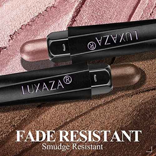 3PCS Eyeshadow Stick,Neutral Brown Metallic And Shimmer Pink Cream Eyeshadow Pencil Crayon,Eye Brightener Makeup With Smudge Proof,Long Lasting Cream Eye Shadow Sticks Set