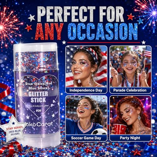 Red White Blue Glitter Stick for Face & Body