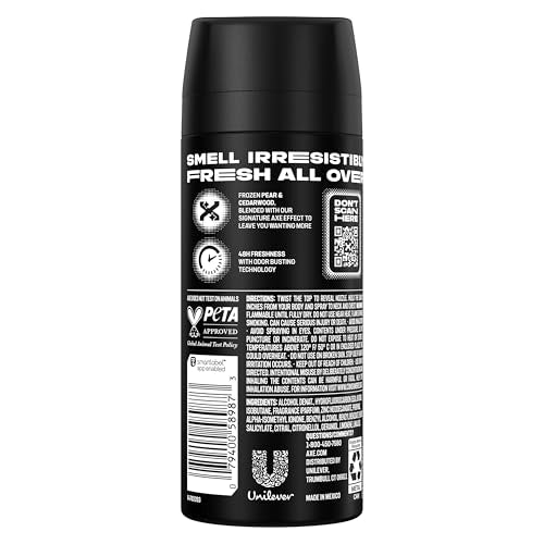 AXE Black Body Spray Deodorant for Men 4 oz