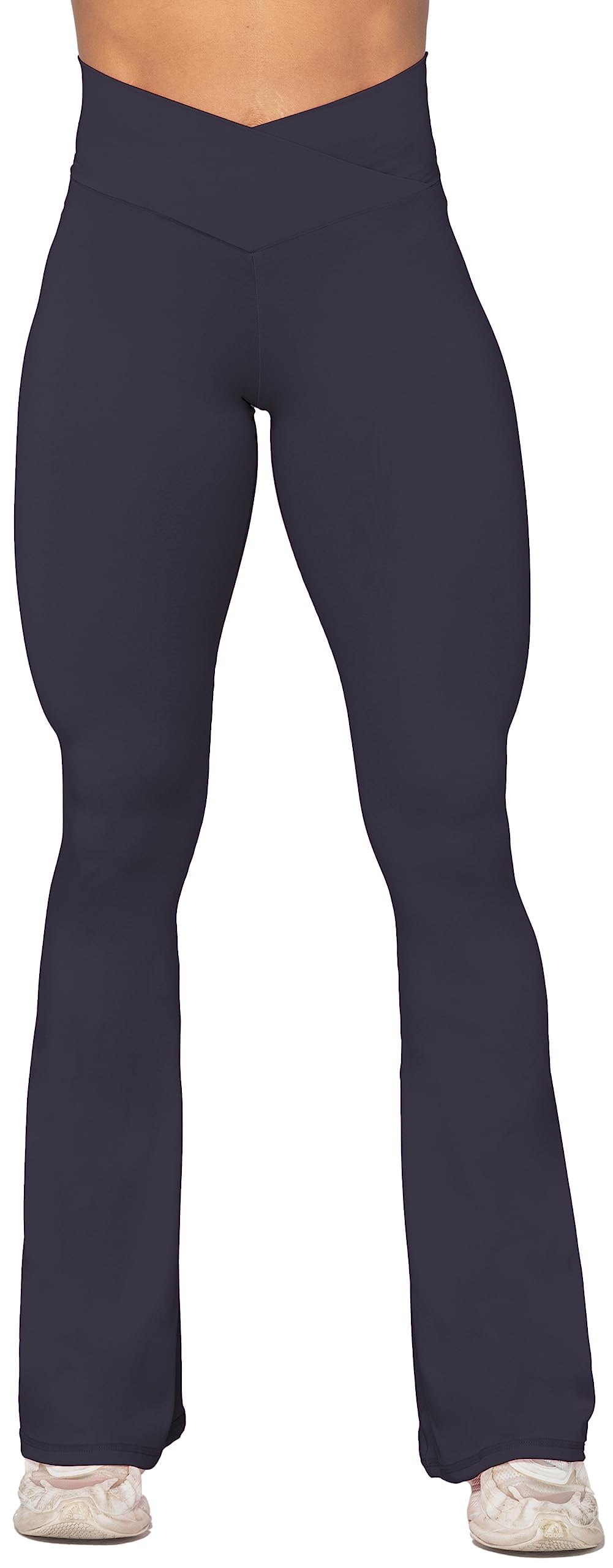 Sunzel Flare Leggings, Crossover Yoga Pants with Tummy Control, High-Waisted and Wide Leg, 28" Inseam, Graphite X-Small