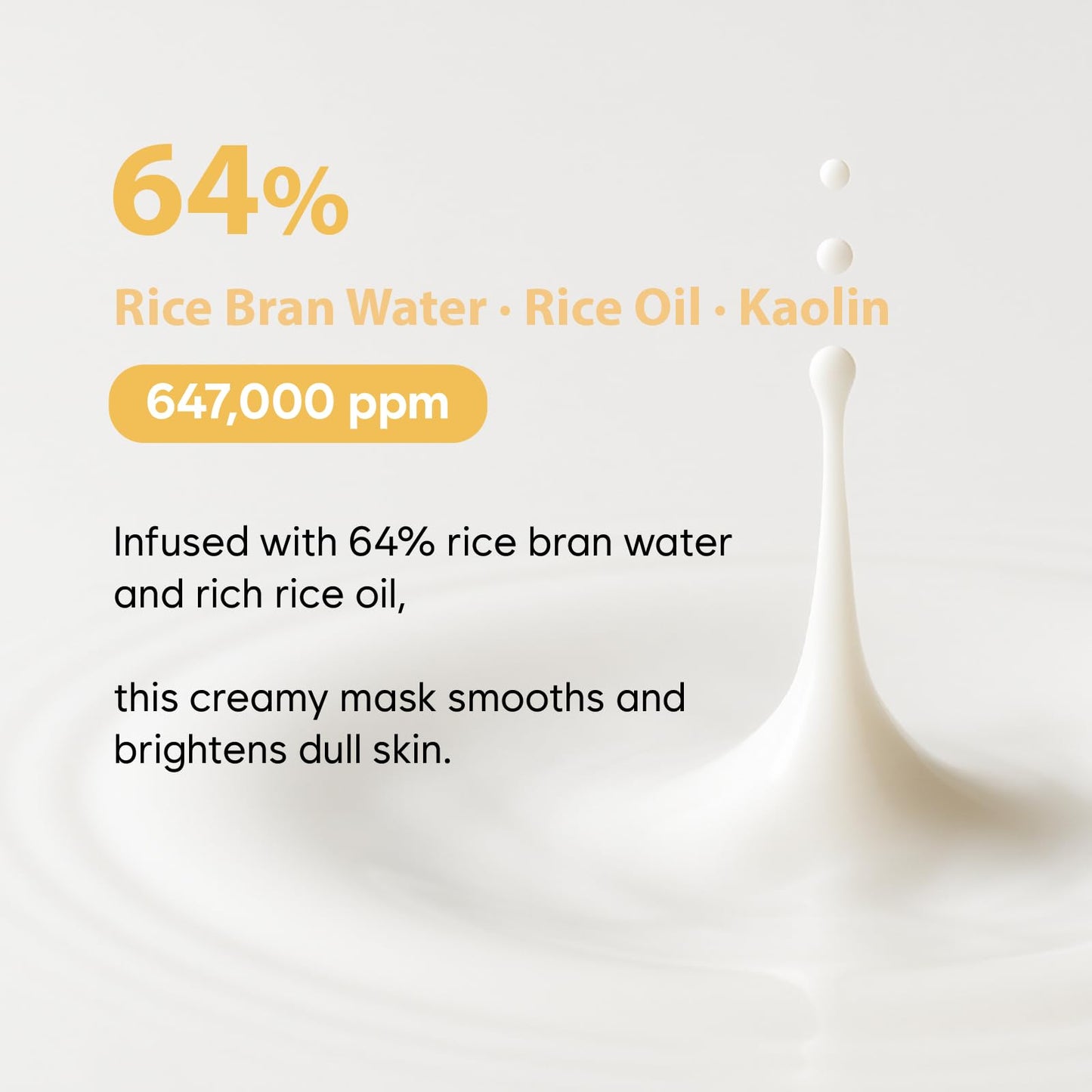 MIDHA RICE MASK, 3.38fl.oz/100ml, Hydrating, Smoothing, for Dull, Rough Skin, Pore Clearing, Wash off Pack Facial Mask, Mud Texture, Uneven Skin Tone