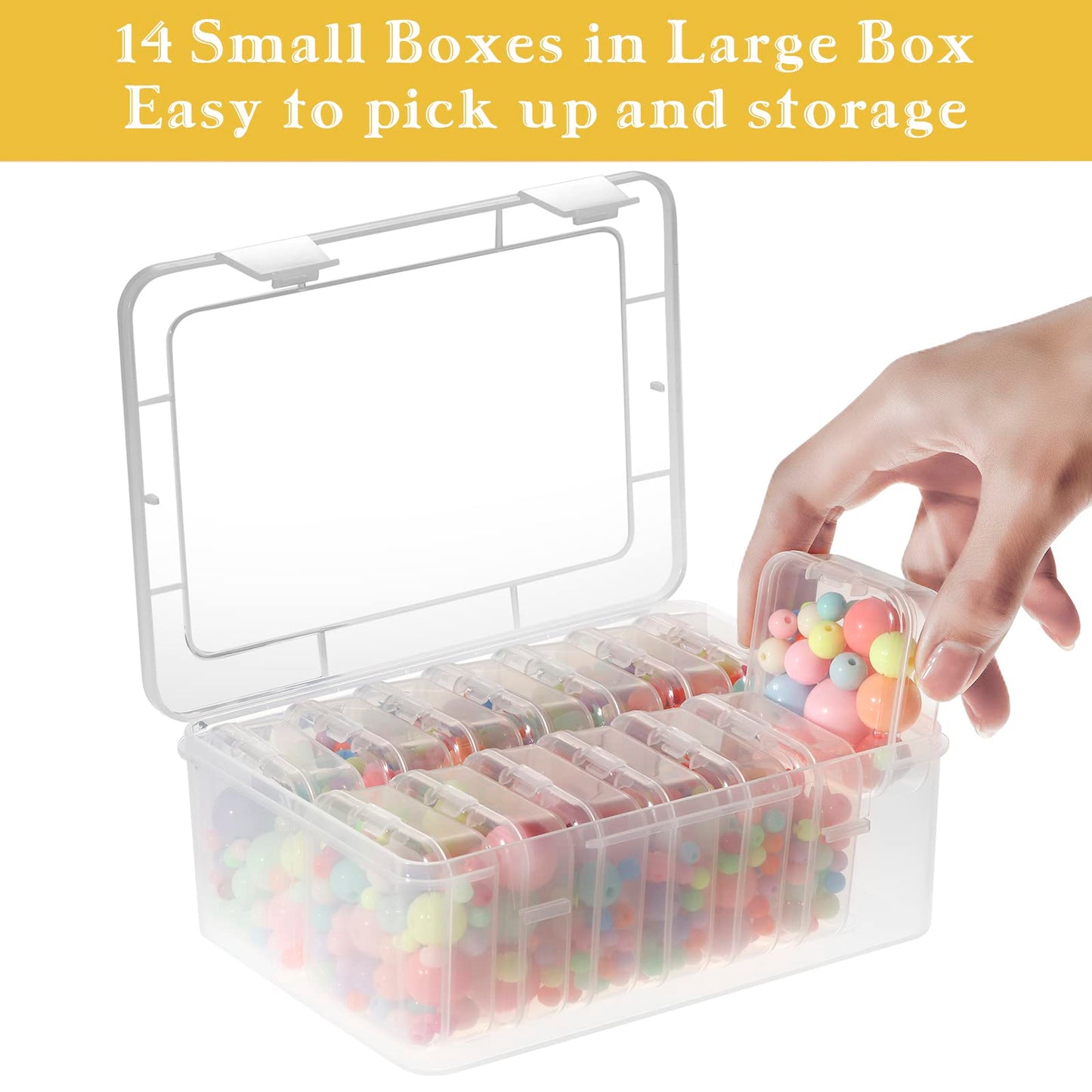 Mathtoxyz Small Bead Organizers, 30 Pieces Plastic Storage Cases Mini Clear Bead Storage Containers Transparent Boxes with Hinged Lid and Rectangle Clear Craft Supply Case