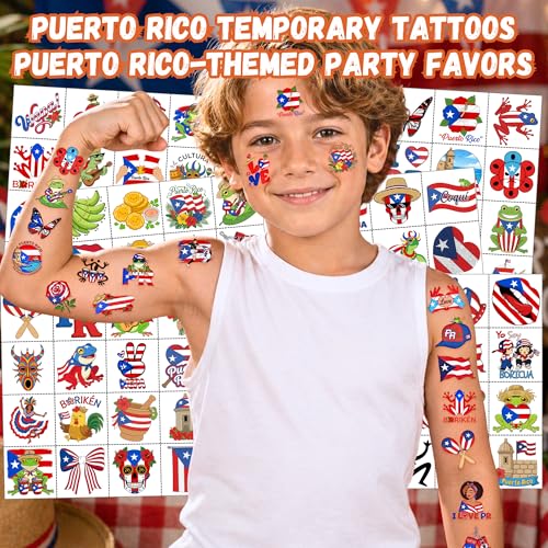96 Puerto Rico Temporary Tattoos - Flag & Island Designs