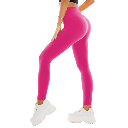 SINOPHANT High Waisted Leggings for Women - Full Length Capri Buttery Soft Yoga Pants for Workout Athletic(Full Rose Pink,S-M)