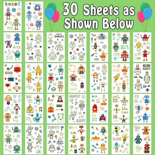 Partywind 315 Styles Glow Robot Temporary Tattoos for Boys