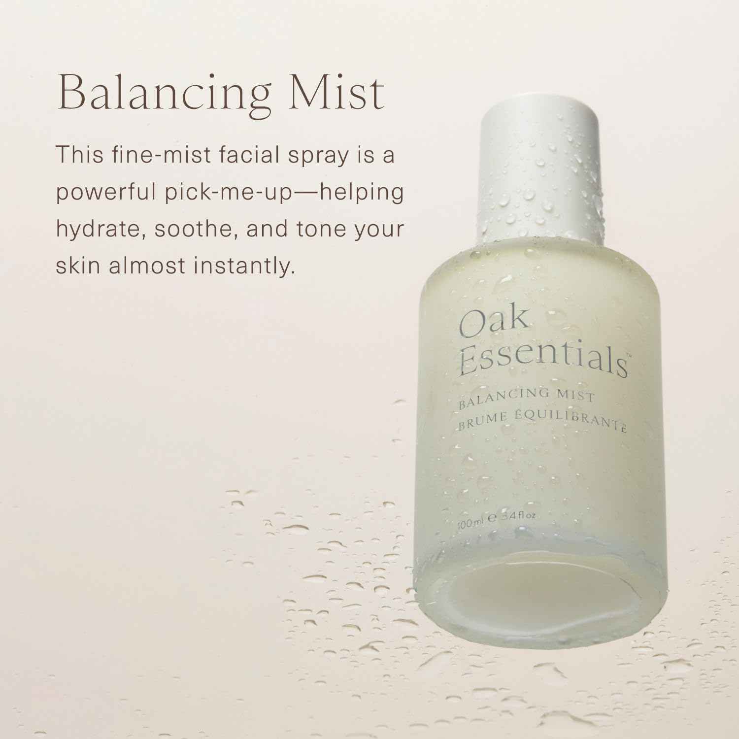 Oak Essentials Balancing Mist | Antioxidant-Rich Rose Water & Aloe Toning Face Mist That Helps Hydrate, Calm, and Refresh, 3.4 Fl Oz