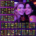 UV Glow in The Dark Temporary Tattoos, 190 PCS Neon Body Stickers