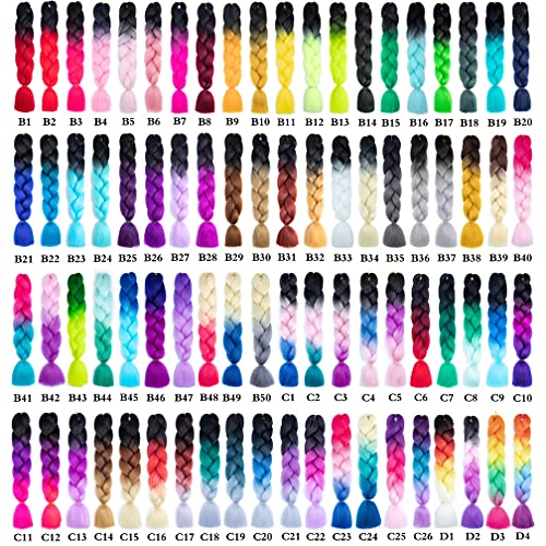 Xiaofeng Braiding Hair Extensions for Women 6 Packs 100g/Pack 24Inch High Temperature Ombre Jumbo Synthetic Braiding Hair for Twist Crochet Braids (24 Inch, mix color4)