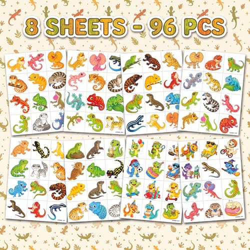 96 Lizard Temporary Tattoos for Kids | Vibrant Designs
