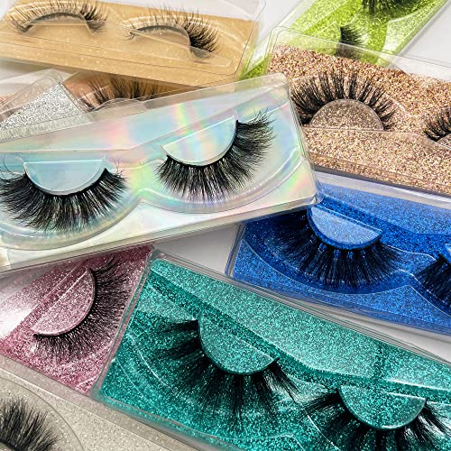 Fluffy Lashes 18mm False Eyelashes 100 Pairs 10 Styles Mixed Natural 9D Faux Mink Lashes Bulk Soft Reusable Fake Eyelashes Wholesale Lash with Glitter Portable Boxes