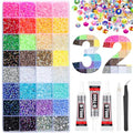HRLbrc 45000Pcs 32 Colors Resin Jelly Rhinestones Bedazzling Kit with Glue 3mm for Crafts & Jewelry