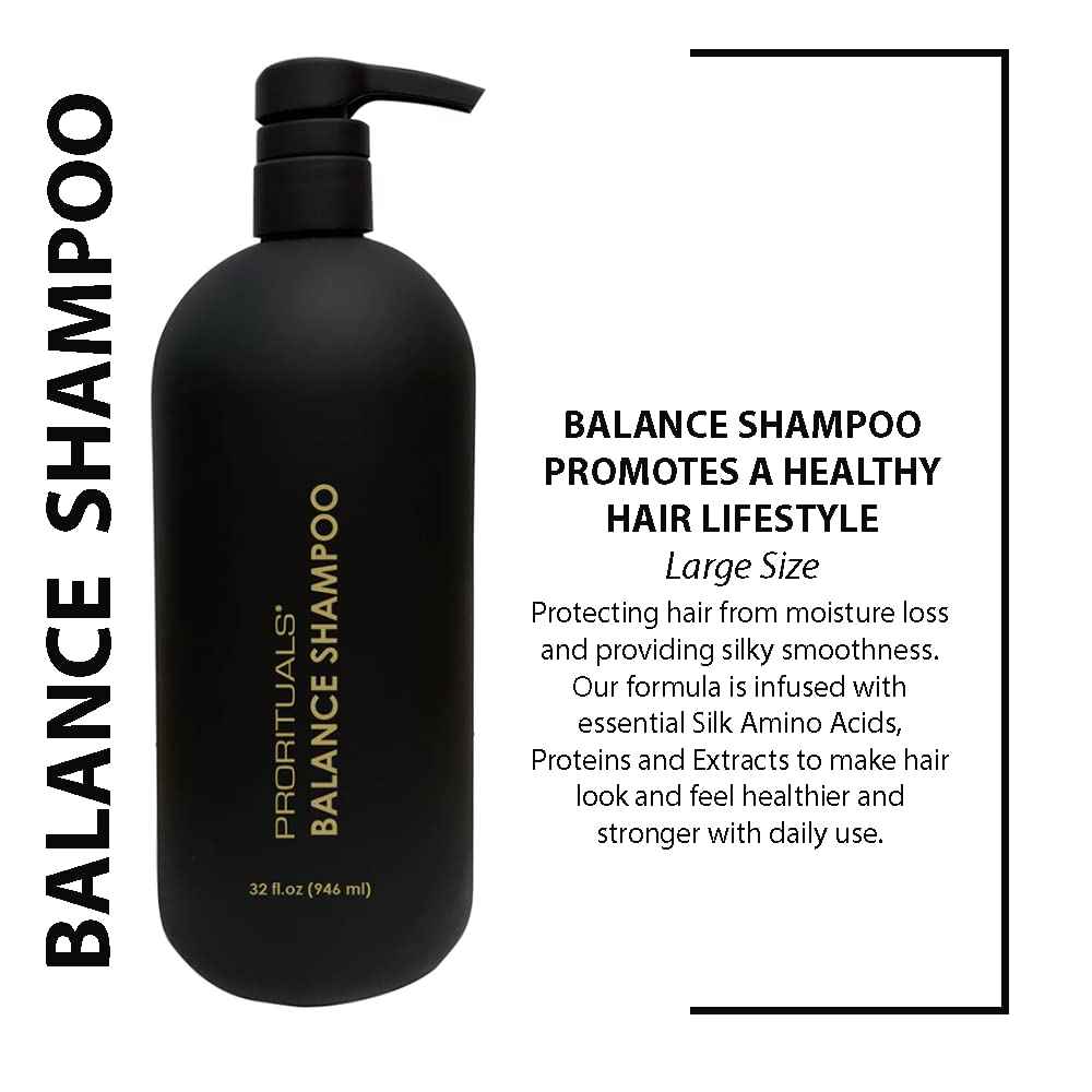 Prorituals Balance Shampoo for Hair Growth - Shampoo for Hair Loss and Thinning Hairs, Natural Hair-Thickening for Women & Men, Vegan, Sulfate Free, Coconut & Vitamin E, 32 fl oz