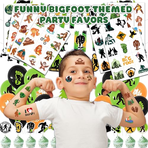 96 PCS Bigfoot Temporary Tattoos for Kids Party Favors