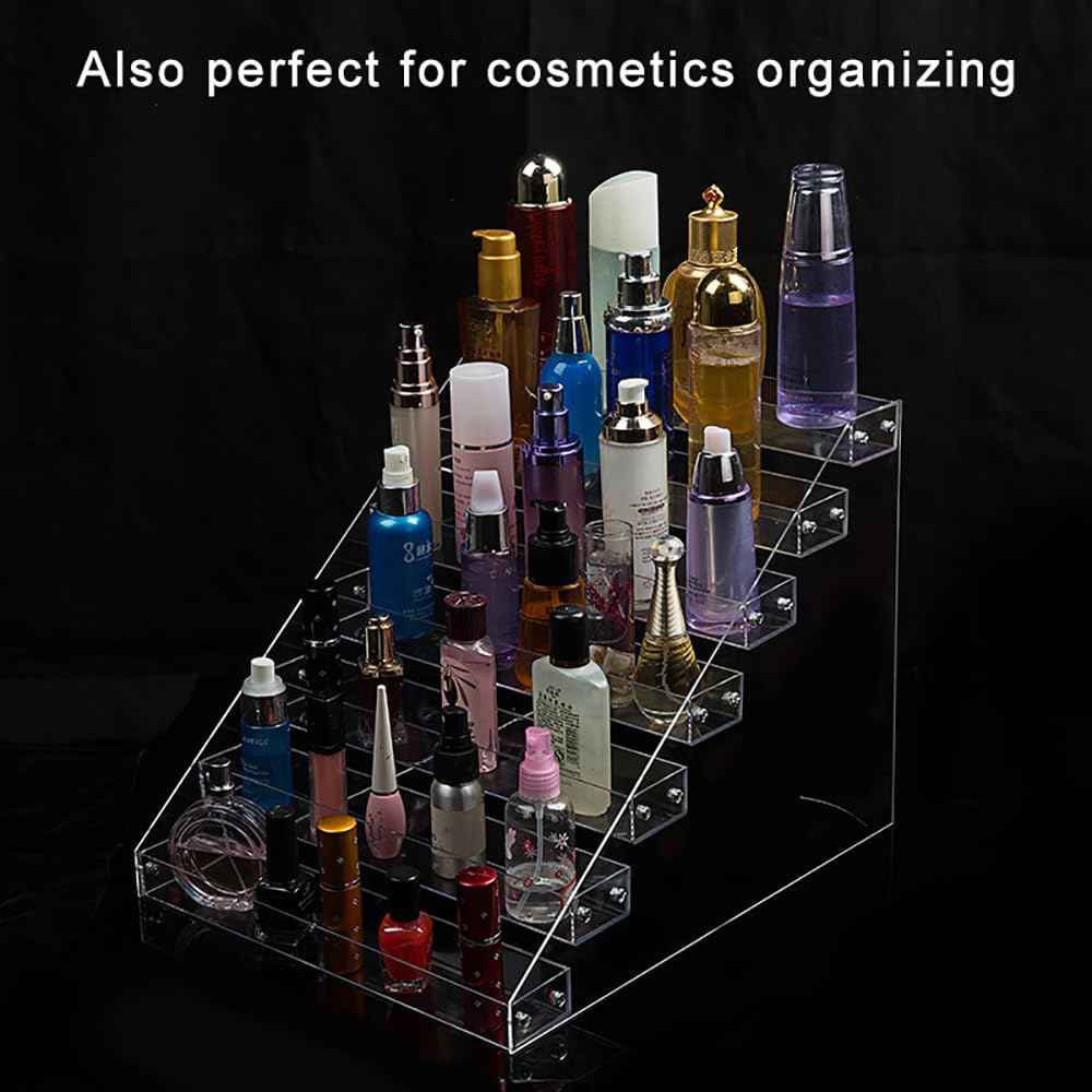 SOUJOY 7 Tier Sunglass Organizer Stand, Acrylic Sunglass Holder, Clear Nail Polish Display Stand, Eyewear Countertop Storage Tray for Highlighting Glasses, Makeup, Essential Oil