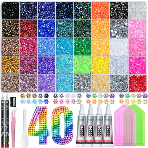 LOTWOW 50000Pcs Bedazzling Kit with 3mm Rhinestones - 40 Colors