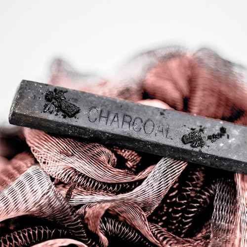 Loofah Back Scrubber for Shower | Bamboo Charcoal Fiber Infused | Loufas for Men & Women | Includes 1 Long Handled Shower Sponge, 1 Bath & Shower Luffa Pouf & 1 Hook to Hang Stuff (Rose Pink)