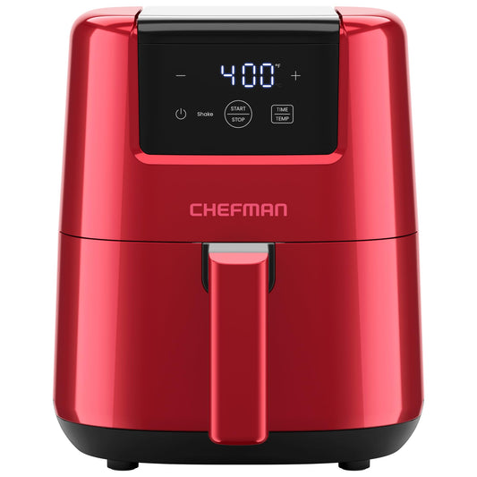 CHEFMAN 2 Qt Mini Air Fryer – Digital Space-Saving Compact Air Fryer with Nonstick and Dishwasher Safe Basket, Quick & Easy Meals in Minutes, Features Digital Timer and Shake Reminder – Red