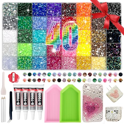 50000 Pcs 3mm Jelly Rhinestones 40 Colors with B7000 Glue & Tools