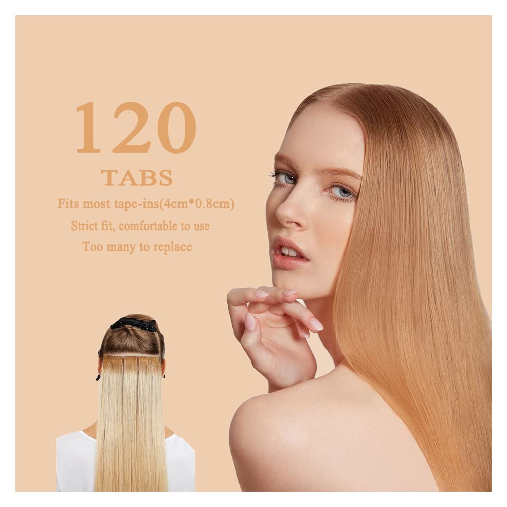 Anrosa 120 Piece Hair Extension Tape Tabs,Hypoallergenic Double Sided Tape for Hair Extensions Pre-Cut Strong No-Residue Replacement Tape Adhesive Hair Extension Tapes with 1 Remover Tool and 1 Comb