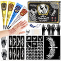 Temporary Tattoo Stencil Kit - 44 Templates, 4 Ink Colors