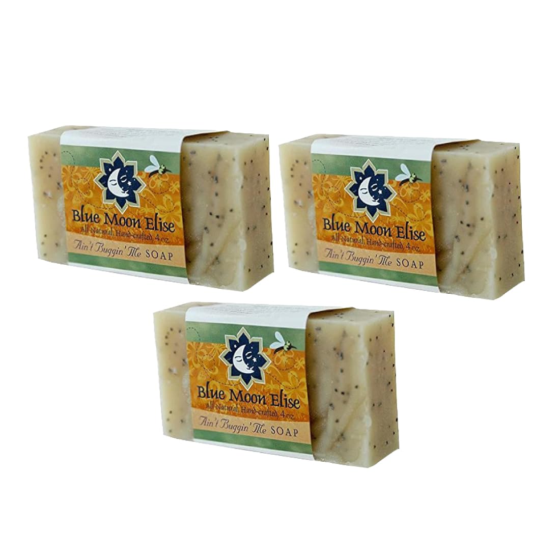 Blue Moon Elise Ain't Buggin Me Citronella Soap - Natural Handmade Soap Made with Pure Citronella, Eucalyptus and Lemongrass Essential Oils - A Must-have for Camping and Outdoor Activities (3pk)