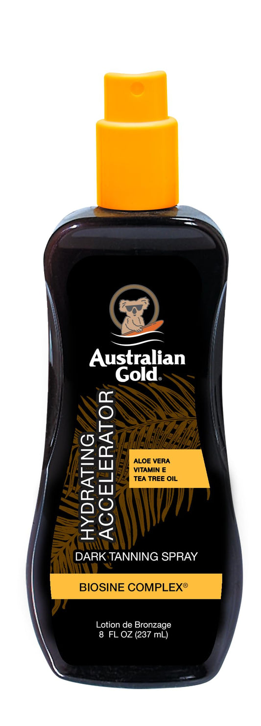 Australian Gold Dark Tanning Accelerator Spray Gel, 8 Ounce | Moisturize & Hydrate Skin | New Packaging Same Great Formula (a70003)