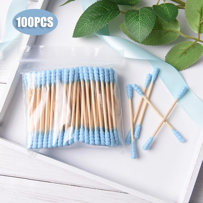 Colorful Double-Head Cotton Swabs, 100 Pack - Makeup & Cleaning